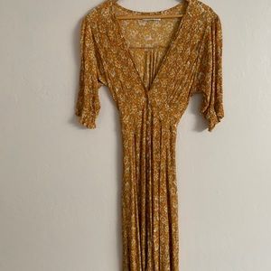 Yellow floral summer dress